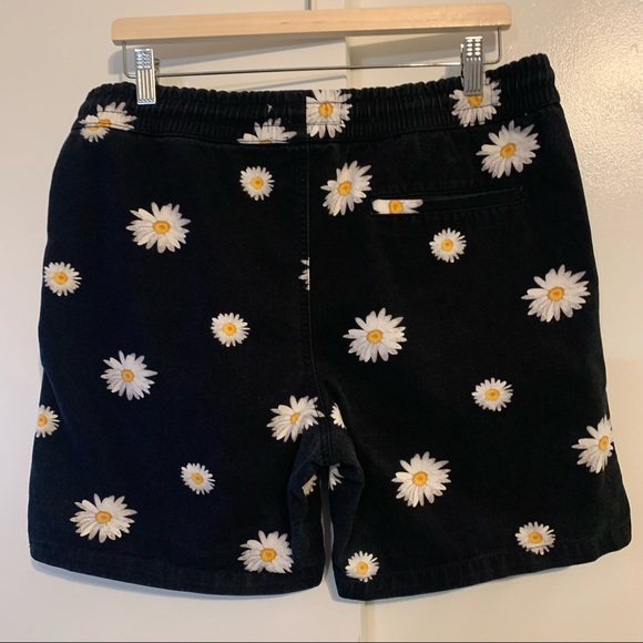 Zip code Large canvas knit cotton shorts elastic waist daisy print pockets - Picture 8 of 10